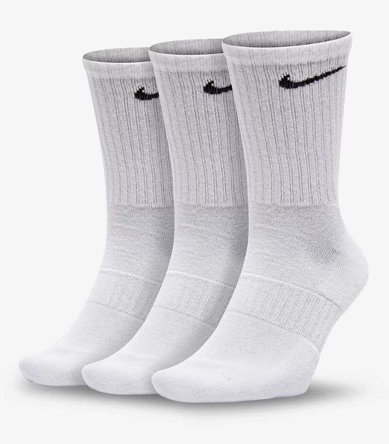 white nike socks with black logo